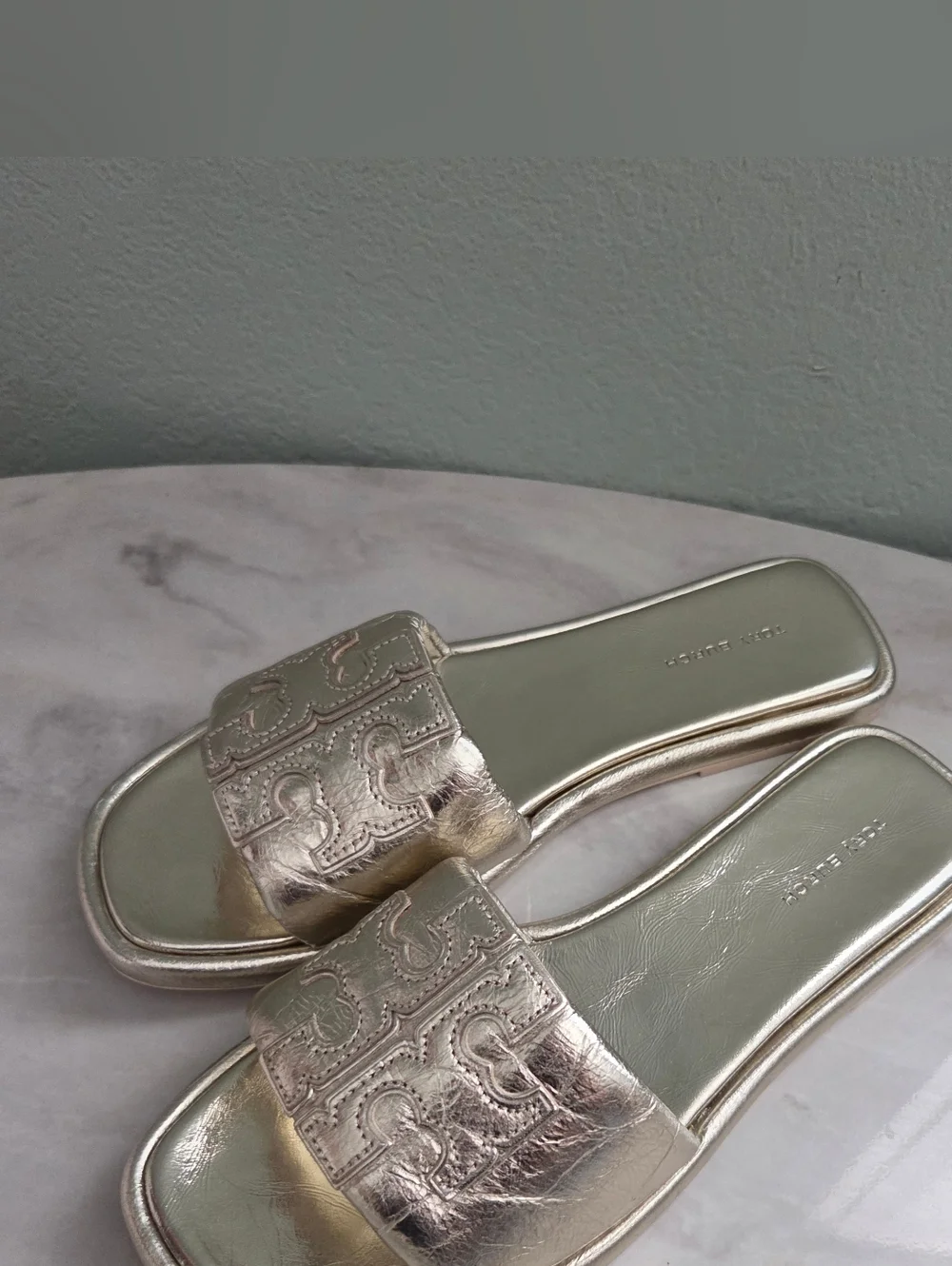 Metallic Slide Sandals - Gold Women’s Slides